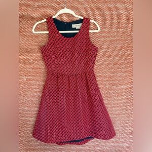 Anthropologie Red and Blue Patterned Midi Dress